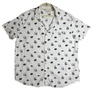 PYKNIC Sz4XL Skull Coffee Donut FunnUnique Unisex Pattern Shortsleeve buttondown